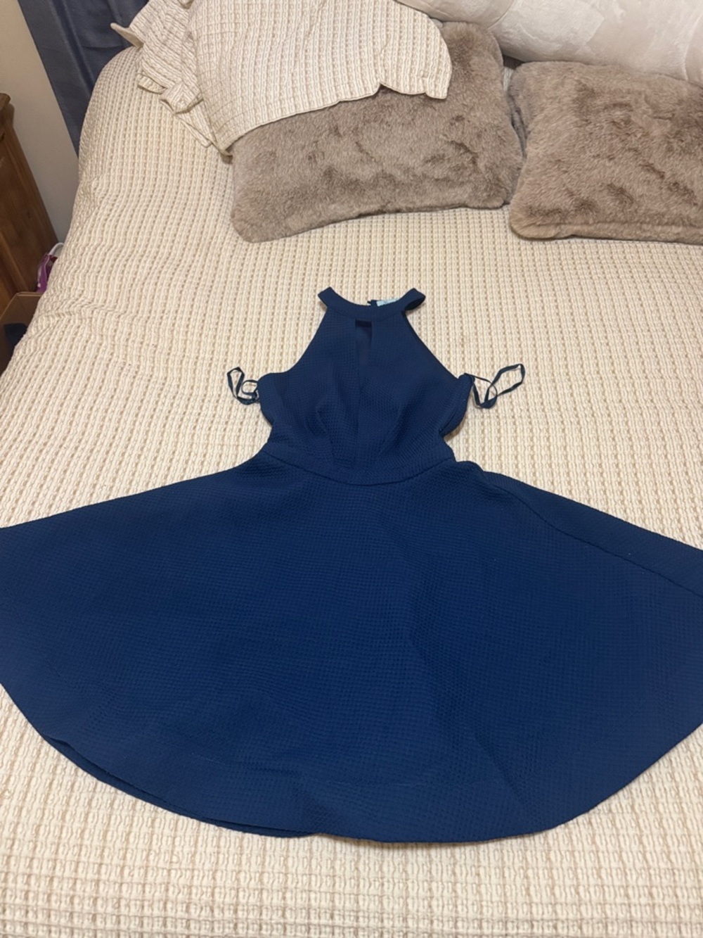 Women’s One-Shoulder Navy Fit-and-Flare Dress